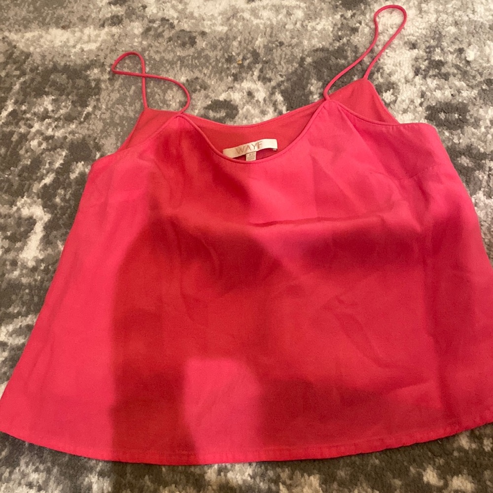 wayf XS hot pink linen tank top from Cativo Boutique
